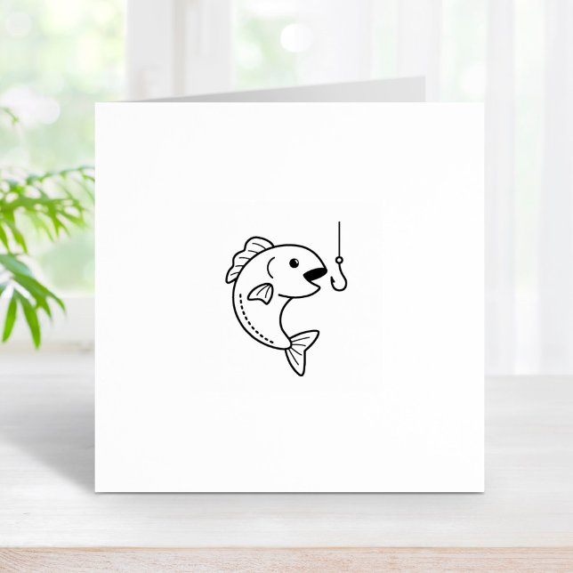 Fish and Fishing Hook 1x1 Rubber Stamp (Creator Uploaded)