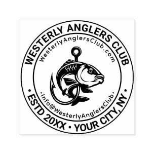 Fish and Hook Business Name Location URL Email Self-inking Stamp