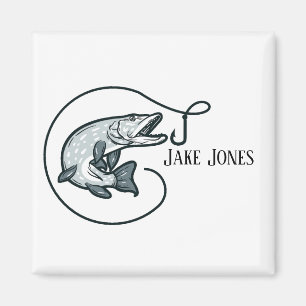 Fish and Hook Personalized Magnet