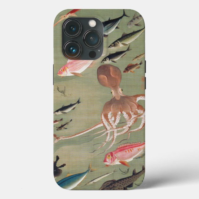 Fish and Octopus Marine Life Illustration Case-Mate iPhone Case (Back)