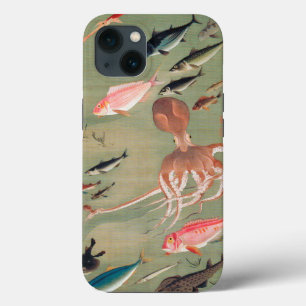 Fish and Octopus Marine Life Illustration iPhone 13 Case
