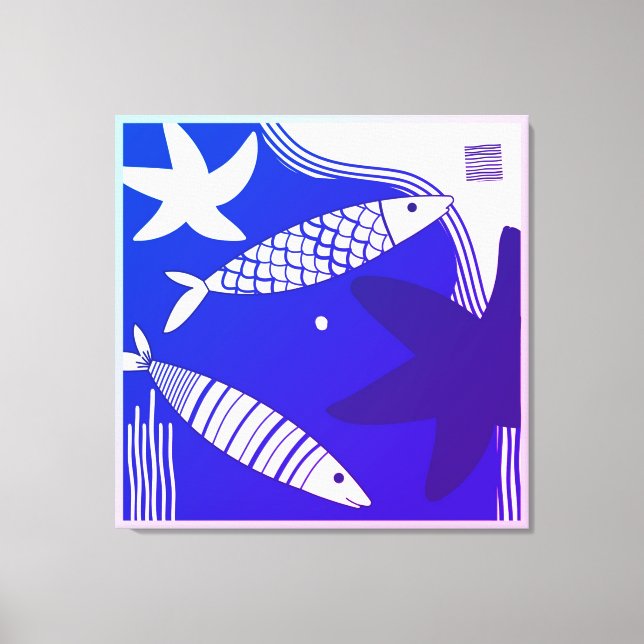 Fish and Star Fish Canvas Wall Art (Front)