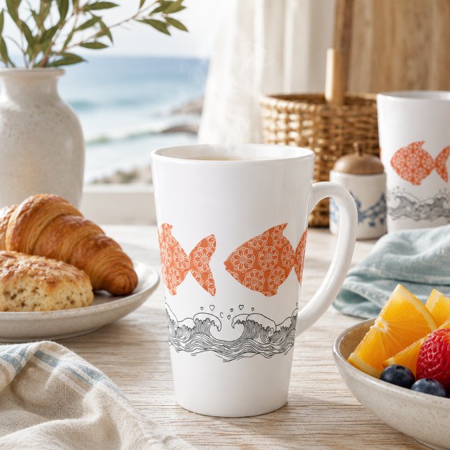 Fish and Waves  Latte Mug (Creator Uploaded)