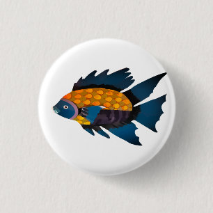 Fish, Animal, Drawing 3 Cm Round Badge