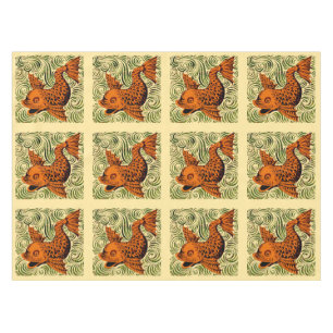Fish Antique Tile Old art ancient de morgan art Tablecloth