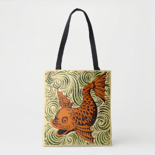 Fish Antique Tile Old art ancient de morgan art Tote Bag