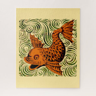 Fish Antique Tile Old art ancient Jigsaw Puzzle
