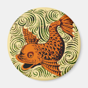 Fish Antique Tile Old art ancient Magnet
