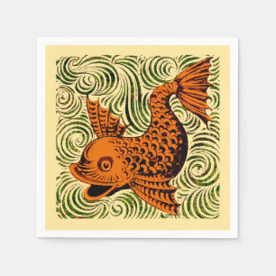 Fish Antique Tile Old art ancient Napkin