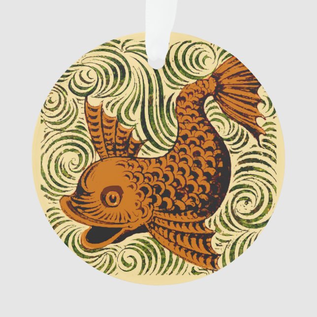 Fish Antique Tile Old art ancient Ornament (Front)