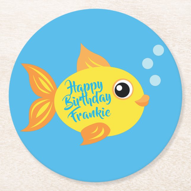 Fish Aquarium 1st Birthday Party Coasters (Front)