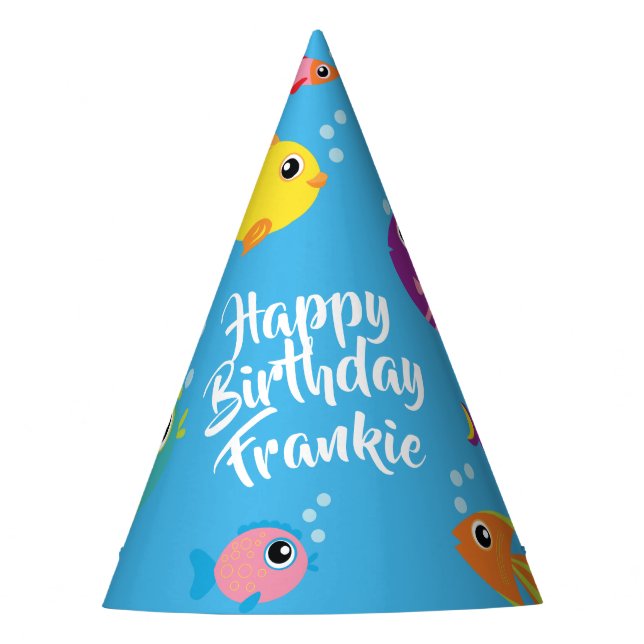 Fish Aquarium 1st Birthday Party Hats (Front)