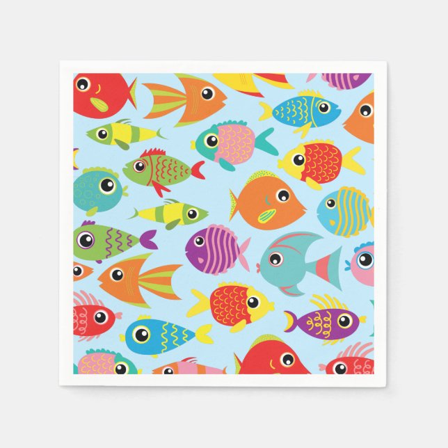 Fish Aquarium 1st Birthday Party Napkins (Front)