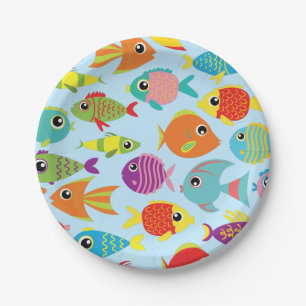 Fish Aquarium 1st Birthday Plates