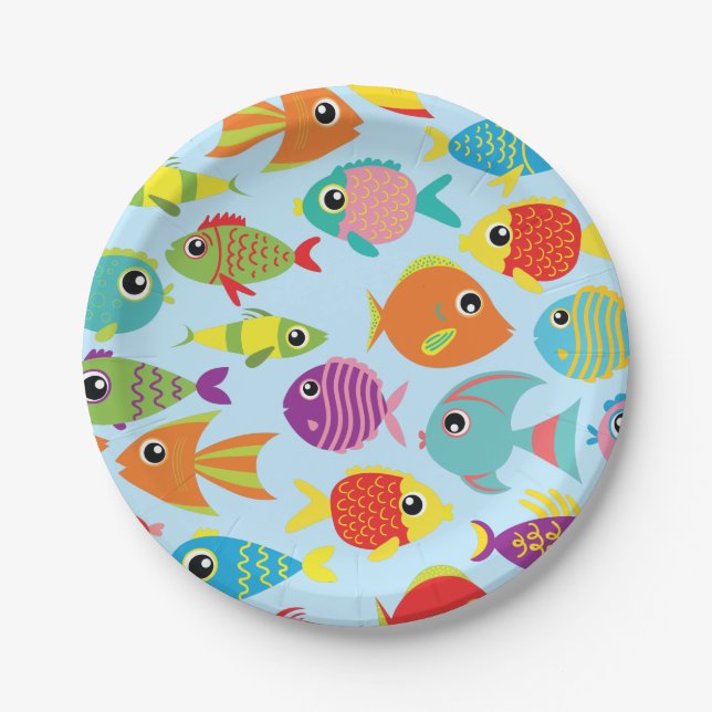 Fish Aquarium 1st Birthday Plates (Front)