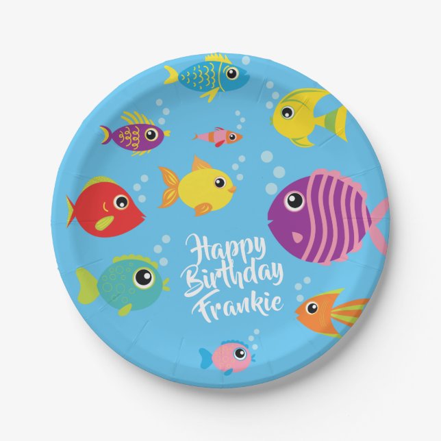 Fish Aquarium 1st Birthday Plates (Front)