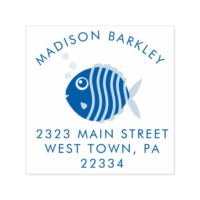 Fish Aquarium Cute Kid's Return Address Stamp (Design)