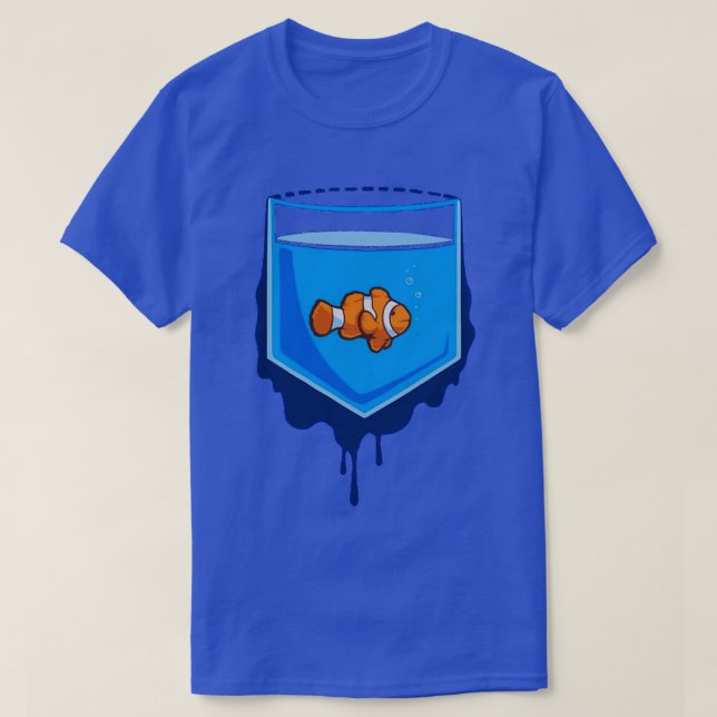 Fish Aquarium In A Pocket And Around Pocket Wet T-Shirt (Design Front)
