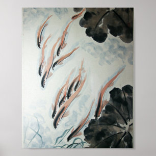 Fish are Friends Oriental Painting Poster