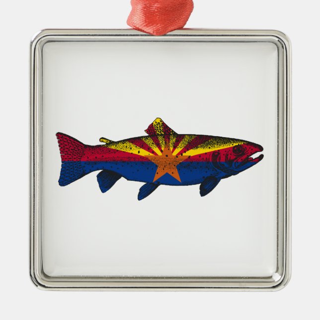 Fish Arizona Flag Trout Metal Tree Decoration (Front)