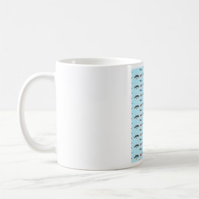 Fish art blue pattern coffee mug (Left)