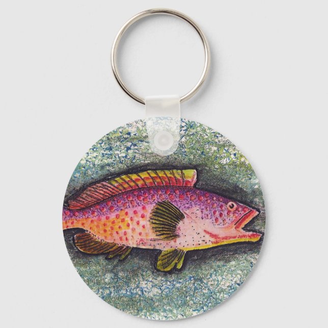 FISH ART, GRUNGE FISH KEYCHAIN (Front)