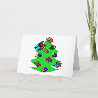 fish at Christmas tree Holiday Card