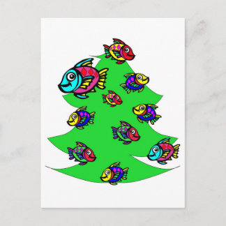 fish at Christmas tree Holiday Postcard