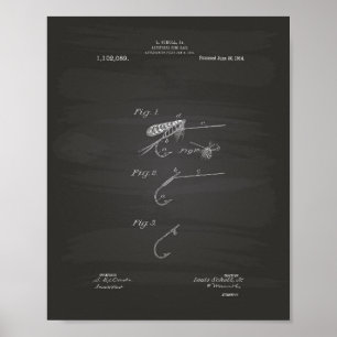 Fish Bait 1914 Patent Art Chalkboard Poster