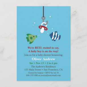 Fish Bait Fishing Baby Shower Funny Invitations