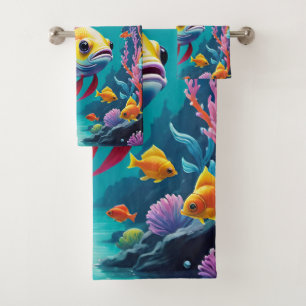 fish  bath towel set