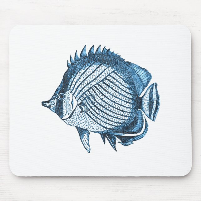Fish beach nautical ocean coastal sea blue mouse mat (Front)