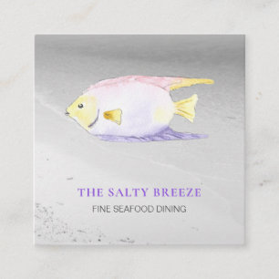*~* Fish Beach Sea Sand Dining Tropical Square Business Card