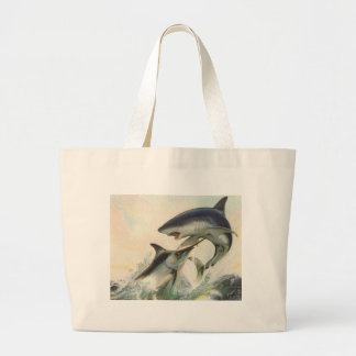 Fish - Black Marlin & Mako Shark Large Tote Bag