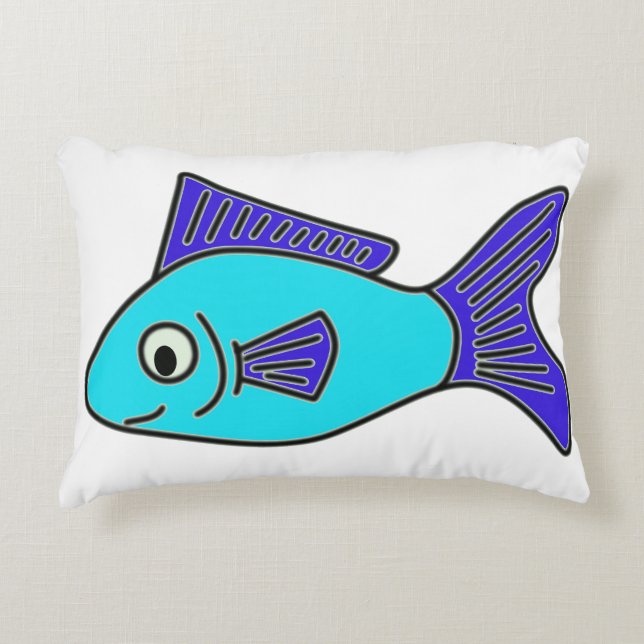 Fish, blue decorative cushion (Front)