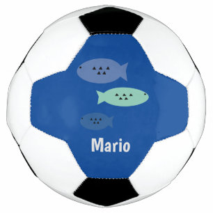 Fish Blue  Monogram Name   Soccer Ball