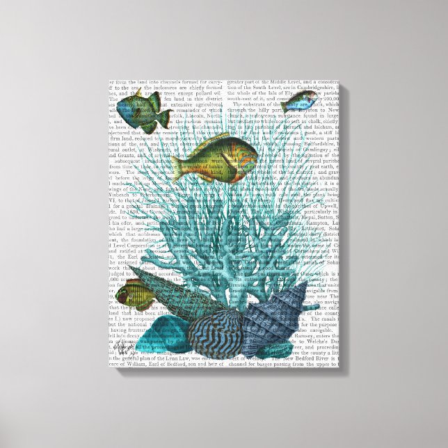 Fish Blue Shells and Corals Canvas Print (Front)