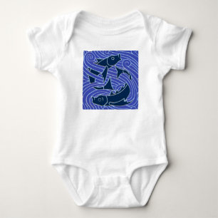 Fish Bold Swimming Ocean Blue Fishing Baby Bodysuit