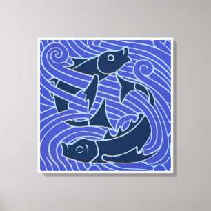 Fish Bold Swimming Ocean Blue Fishing Canvas Print
