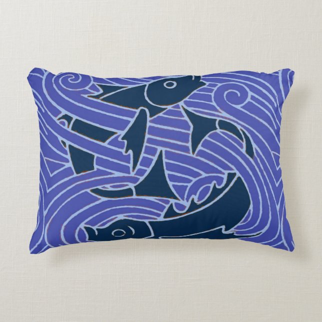 Fish Bold Swimming Ocean Blue Fishing Decorative Cushion (Front)