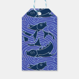 Fish Bold Swimming Ocean Blue Fishing Gift Tags