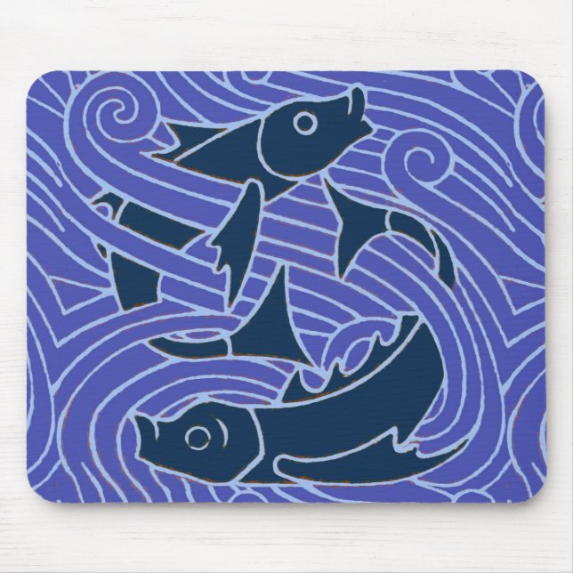 Fish Bold Swimming Ocean Blue Fishing Mouse Mat (Front)