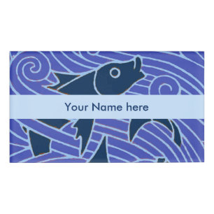 Fish Bold Swimming Ocean Blue Fishing Name Tag