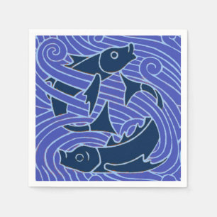 Fish Bold Swimming Ocean Blue Fishing Napkin