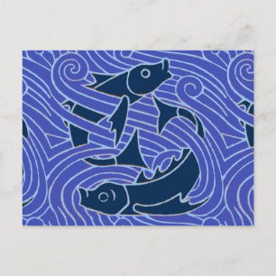 Fish Bold Swimming Ocean Blue Fishing Postcard