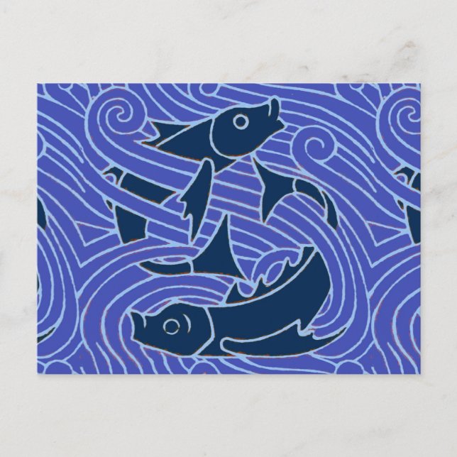 Fish Bold Swimming Ocean Blue Fishing Postcard (Front)