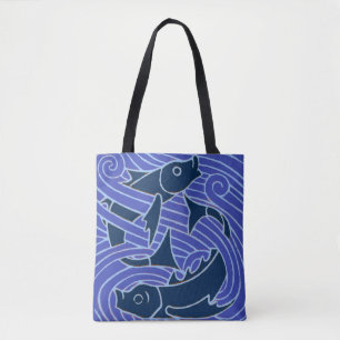 Fish Bold Swimming Ocean Blue Fishing Tote Bag