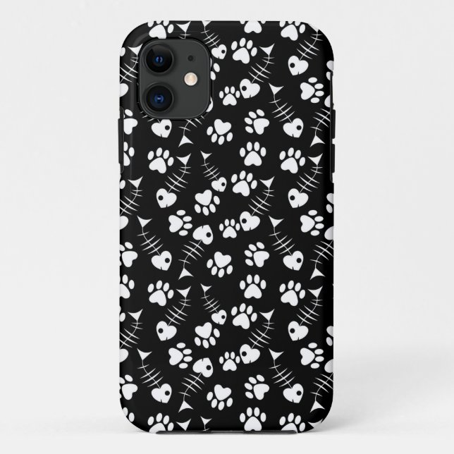 fish bone cat print pattern Case-Mate iPhone case (Back)
