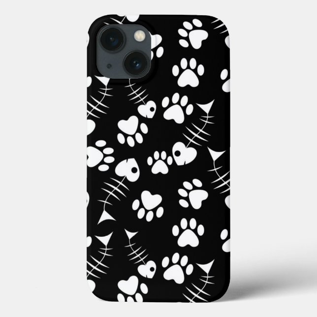 fish bone cat print pattern Case-Mate iPhone case (Back)