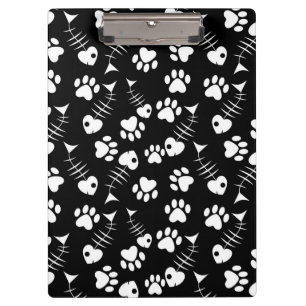 fish bone cat print pattern clipboard